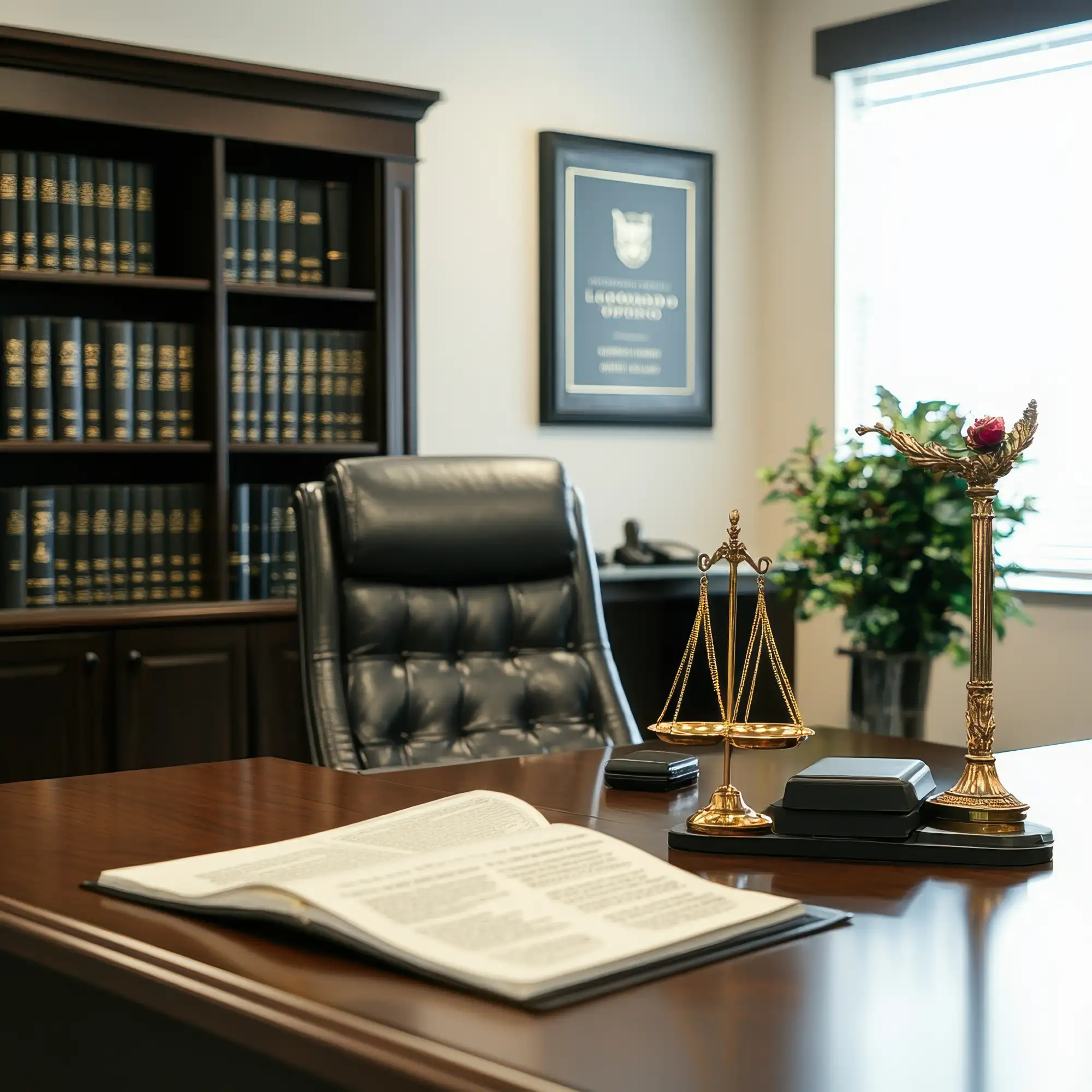Elegant law office with scales